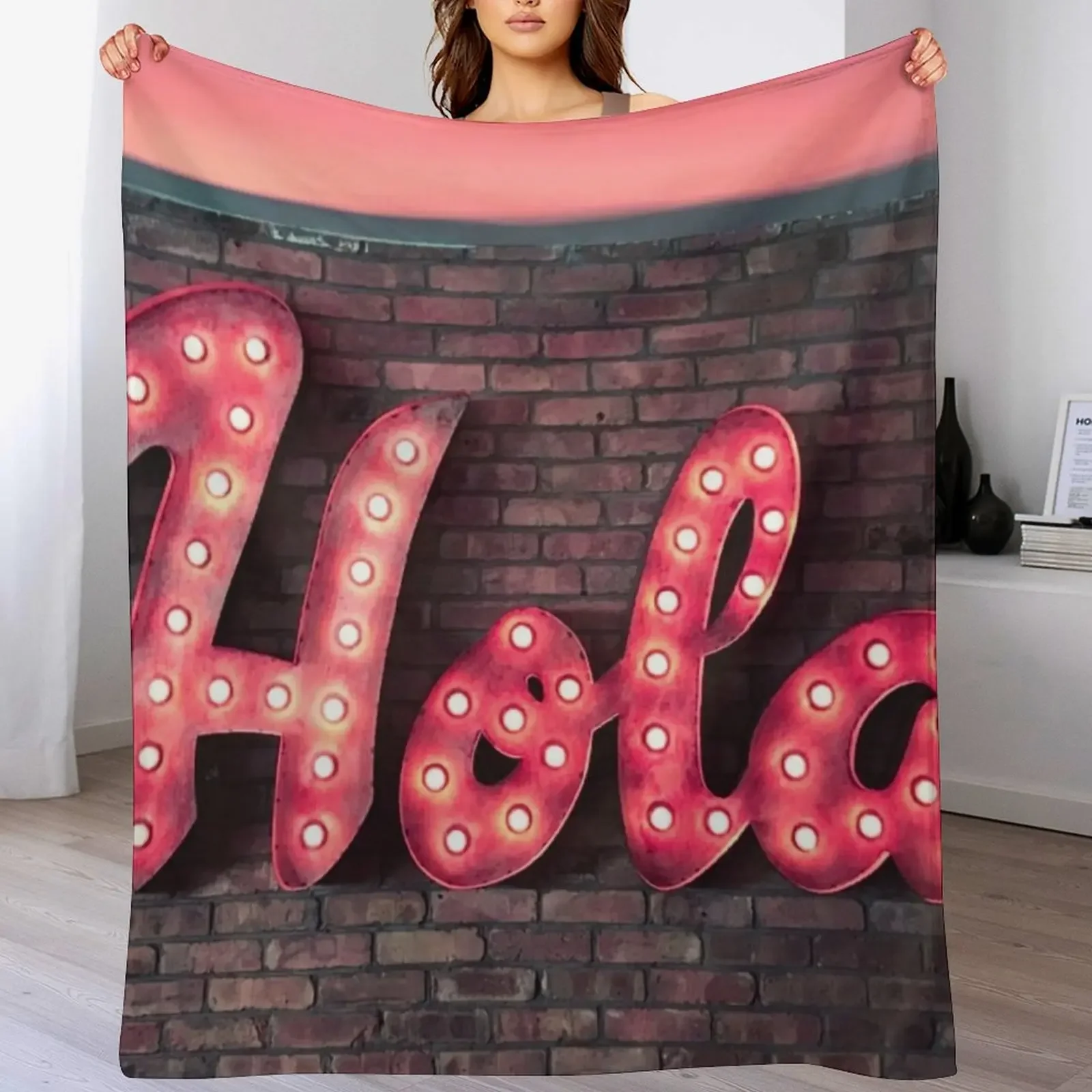 

Hola Spanish Hello Neon Sign Throw Blanket heavy to sleep Soft Plush Plaid decorative Luxury Brand Blankets