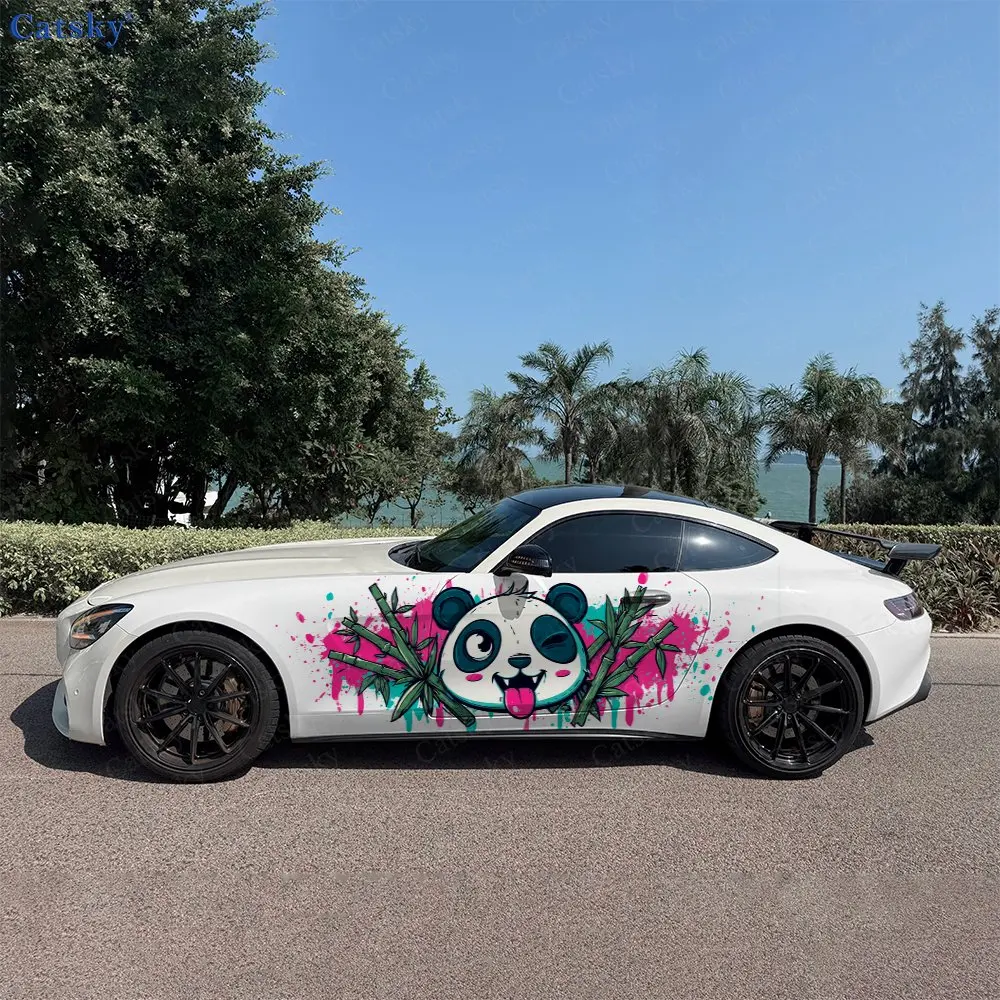 

2pcs Bamboo And Panda Car Decals, Durable, Fade-Resistant, Enhance The Look Your Vehicle With Bold Art Design Car Vinyl Wraps