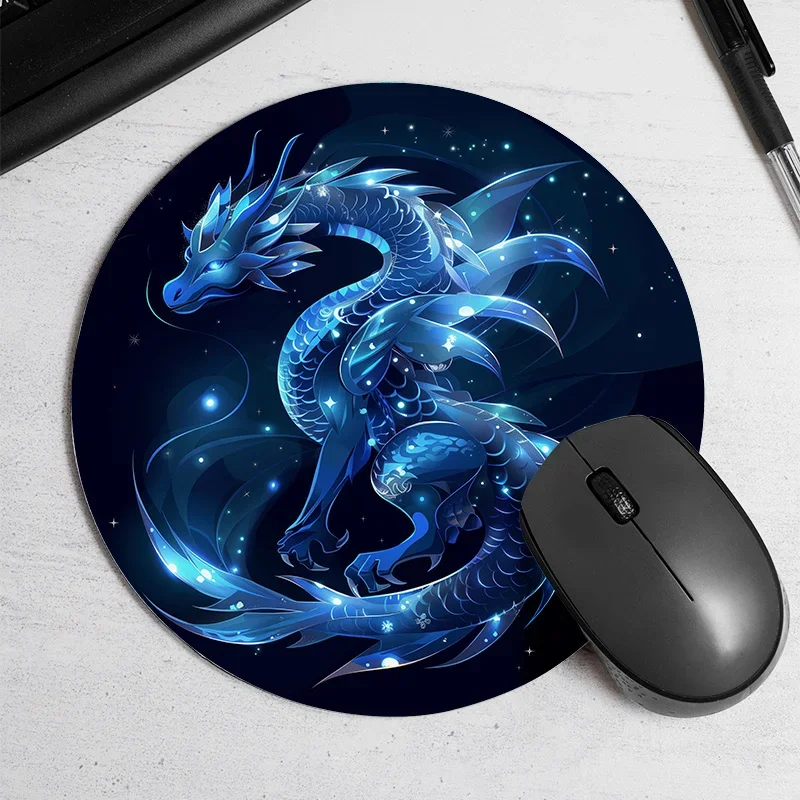

Glass blue dragon-shaped pattern mouse pad, computer keyboard pad, anti-slip rubber, suitable for gamers and dormitories