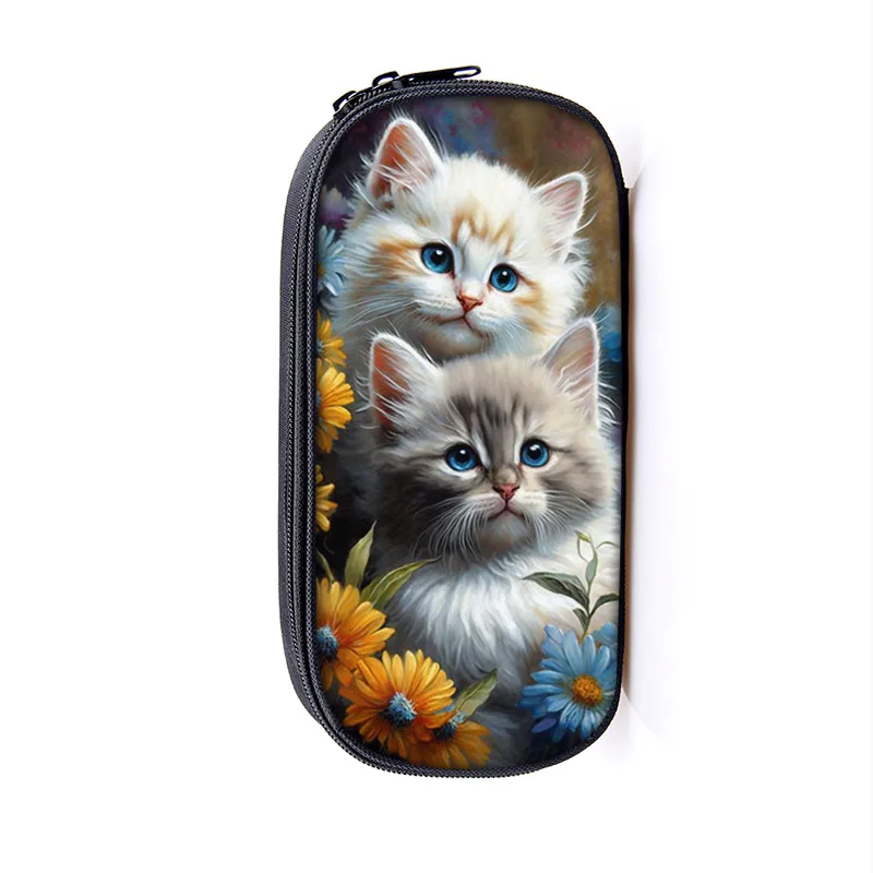 Kawaii Kitten Print Pencil Case Felinae / Ragdoll Cat Cosmetic Bags For Teenager Casual Pencil Box Women School Cases Supplies