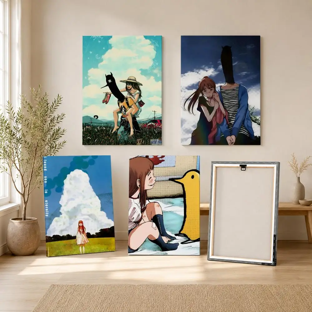G-Goodnight Punpun Anime Painting Calligraphy HD Canvas Wall Art With Inner Frame Gallery Wrapped Ready To Hang Home Decor