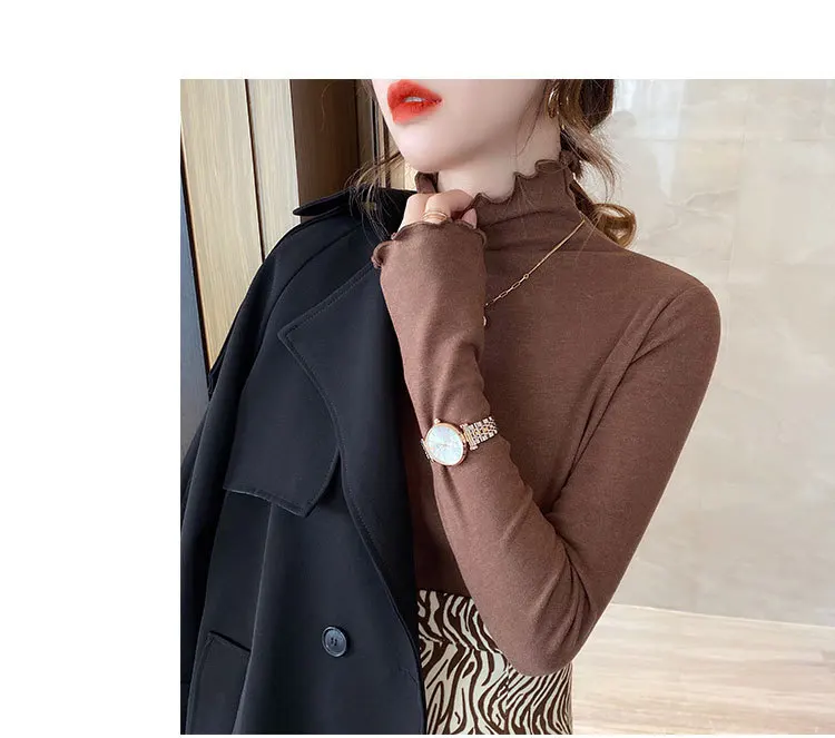 ملابس داخلية نسائية مخملية ألمانية قابلة للتجاعيد على الوجهين ذات ياقة عالية على شكل حرف f ملابس داخلية نسائية دافئة عصرية بلون نقي #2