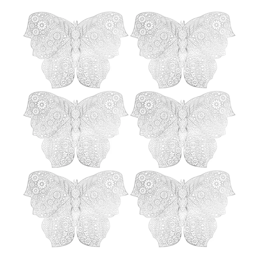 

6Pcs Insulated PVC Cup Coasters Hollow Out Butterflies Design for Home Office Party Decor Placemat Coasters for Coffee Table
