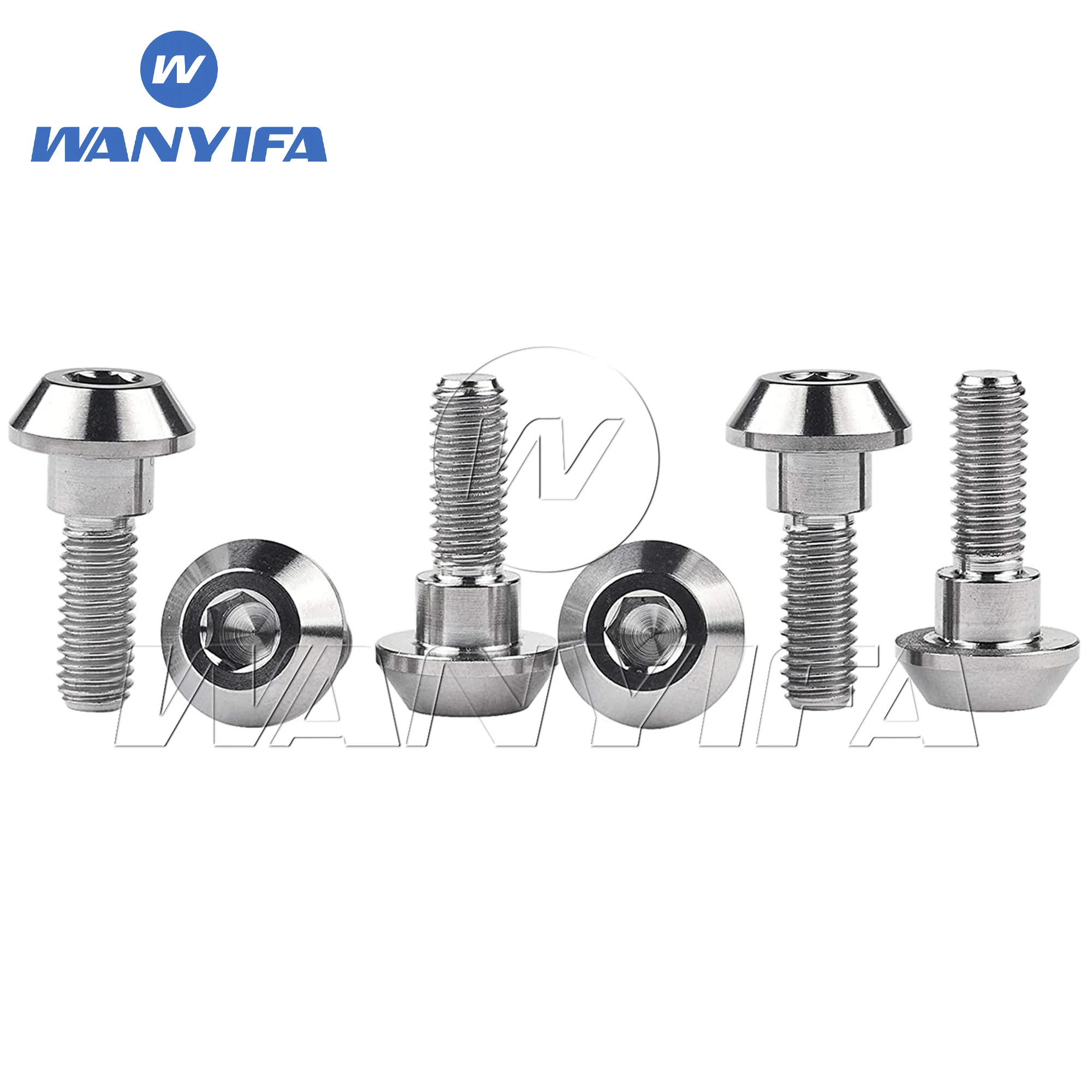 Wanyifa 6pcs Titanium Bolt M6x20 25mm Taper Ball Conical Hex Head Screws for Yamaha Motorcycle Disc Brake