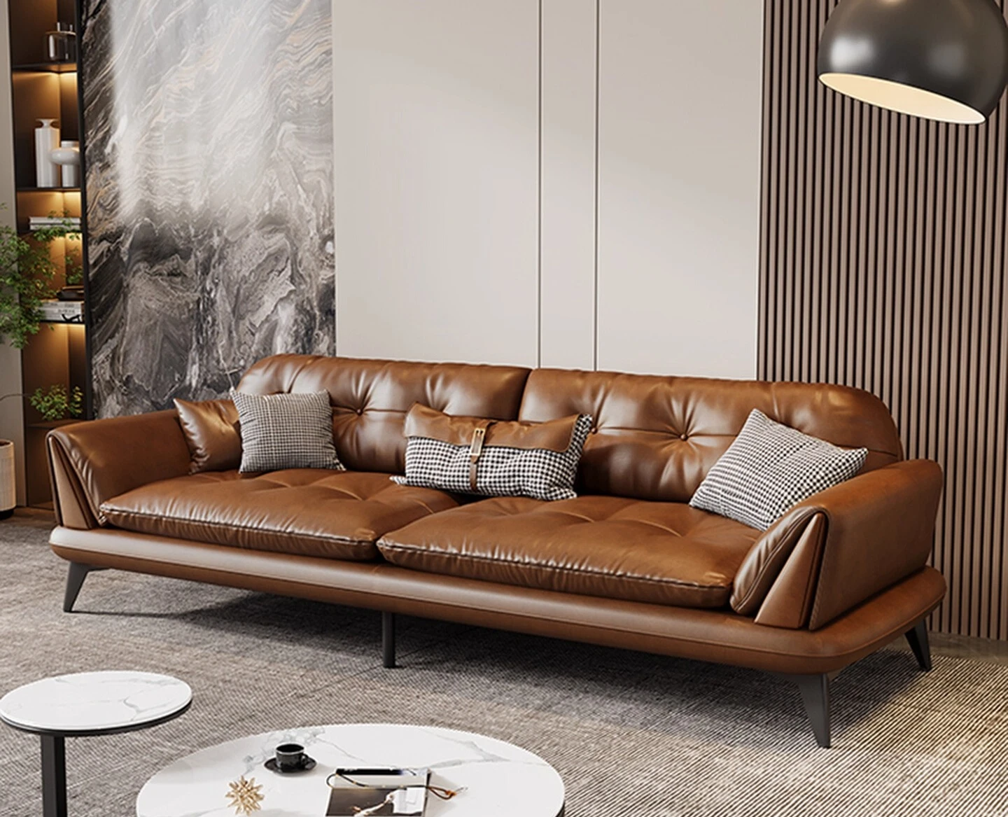 

Langqi итальянский ретро масляный воск кожаный офисный диван журнальный столик комбинированный набор деловой прием офисный диван