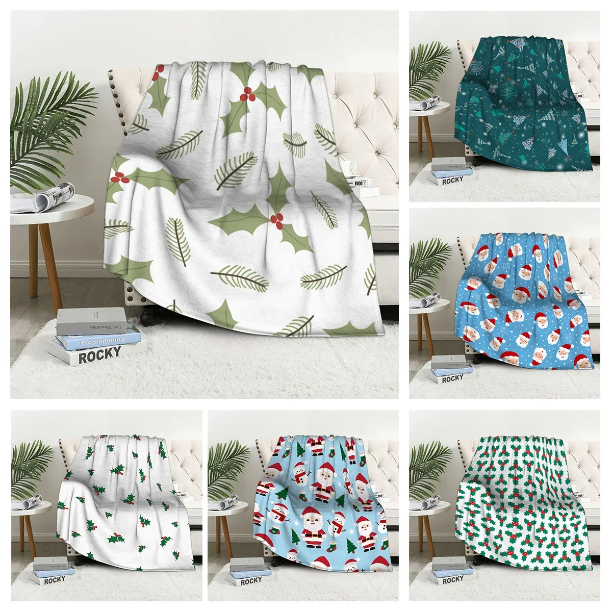 

Home decoration plush Throw Sofa blanket Bedspread bed fluffy soft blankets decor Plaid Modern nordic Merry Christmas winter