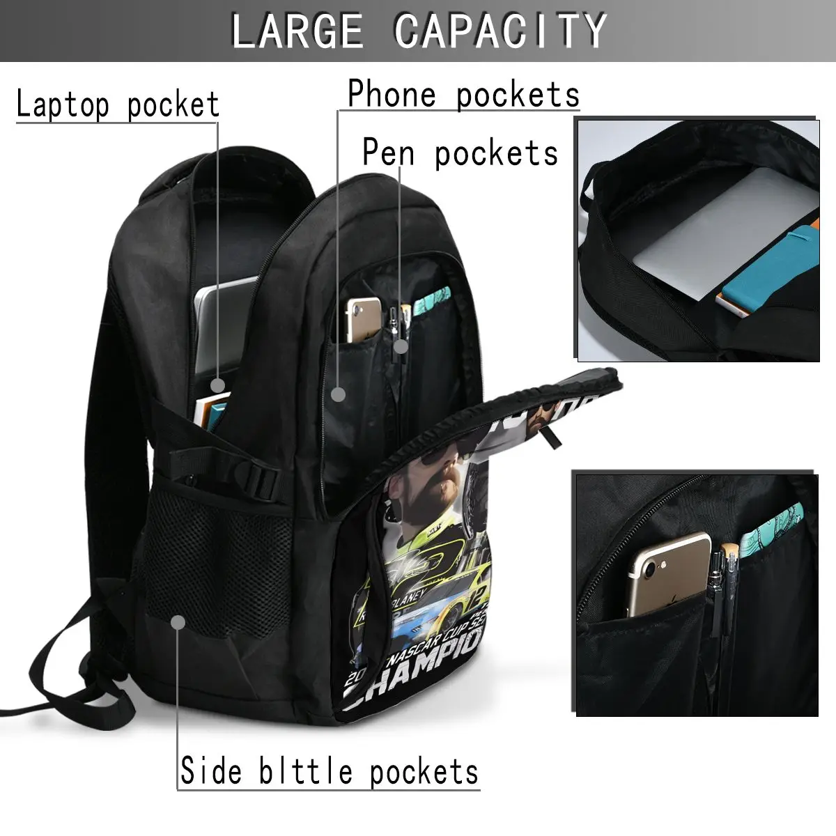 Ryan Blaney 12 Travel Laptop Backpack, Business Water Resistant Laptop Backpack with USB Charging Port College Bag for Men Women image 3