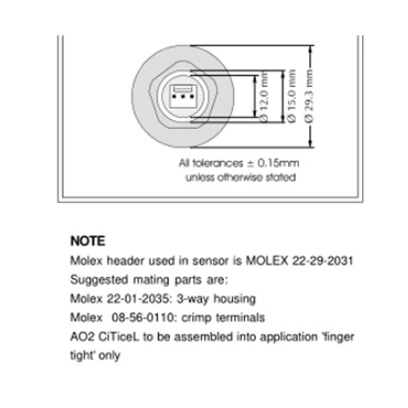 Oxygen Sensor AO-02 Gas Detector Compatible With AO2 AA428-210 AO2PTB-18.10