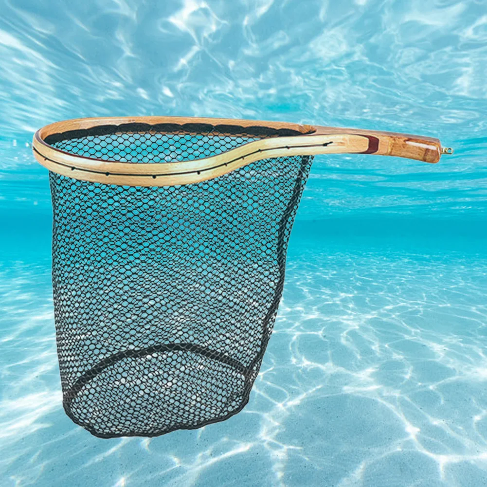 

Рыболовный подсачек с деревянной ручкой, сеть для ловли нахлыстом, сеть для ловли и отпускания рыбы, аксессуар для рыбалки на открытом воздухе и в ручьях