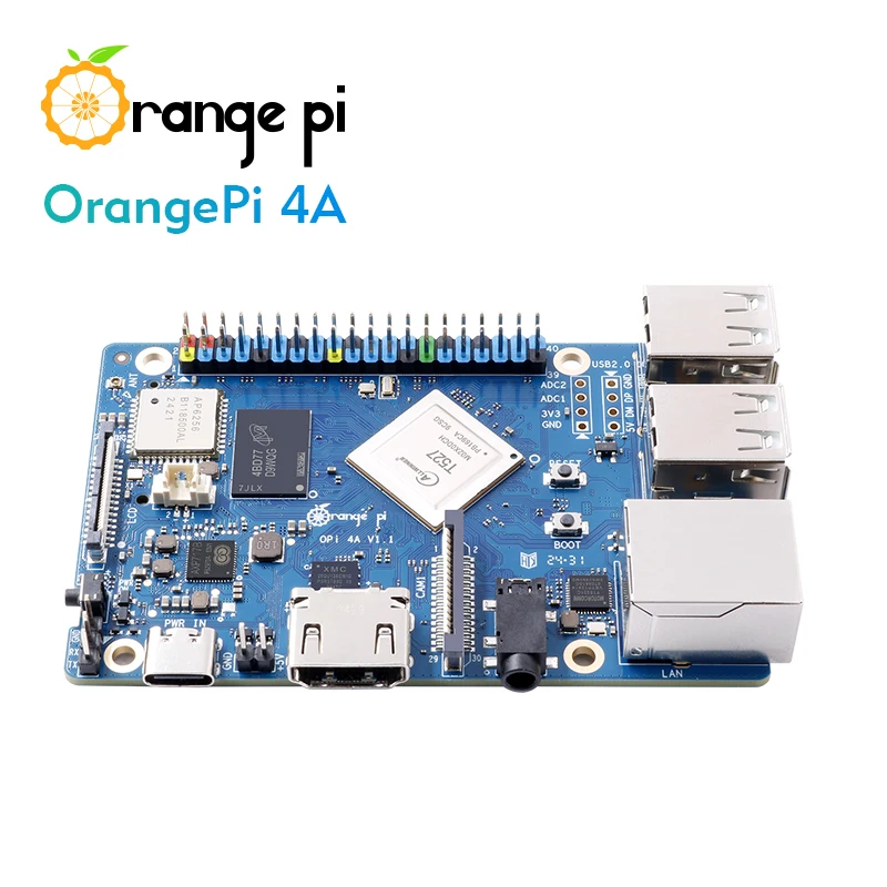 Orange Pi 4A ミニ PC - Allwinner SoC、2GB/4GB RAM、WiFi 6/BT 5.0、M.2 NVMe、2TOPS NPU、Ubuntu/Debian/Android 13