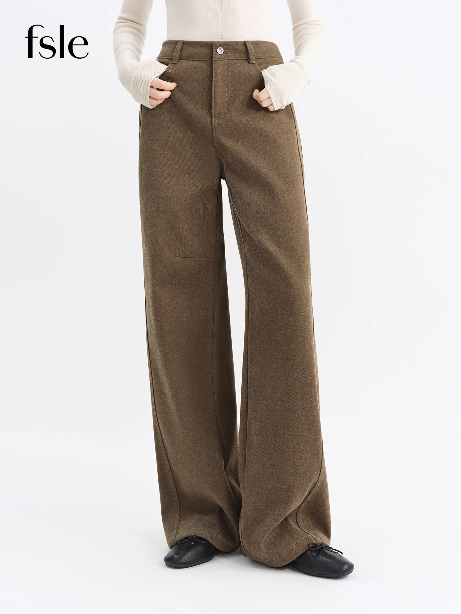 FSLE Sanded Narrow Straight-Leg Jeans for Women Fall Winter 2025 New Arrival Retro Relaxed Slimming Pants Floor Lenghth Pants