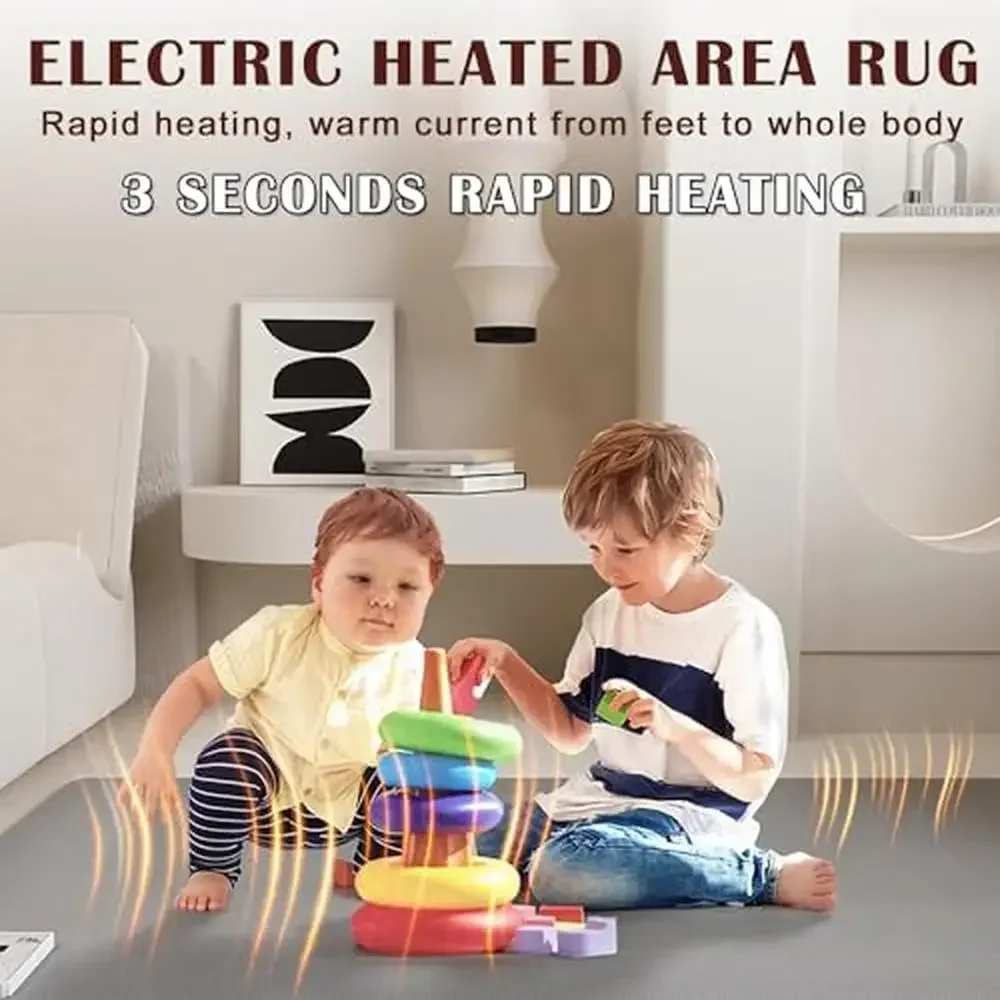 Electric Heated Floor Mat Under Desk Foot Warmer Adjustable Temp/Timer Waterproof Large Area Rug Radiant Heat Cozy Home Gift