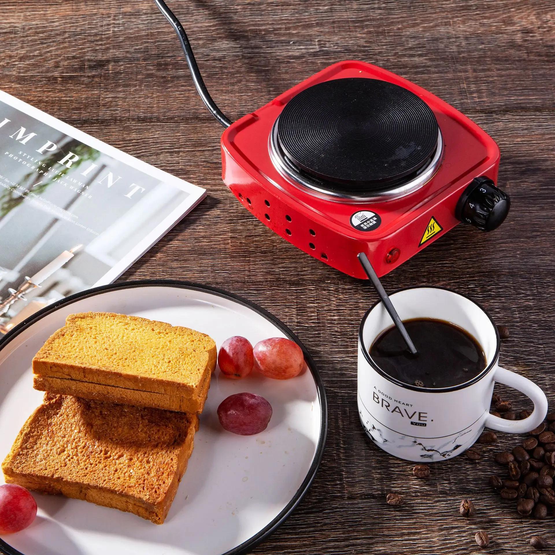 Portable Electric Heating Stove, 20cm Small Cooktop for Brewing Tea & Espresso, Keep Warm