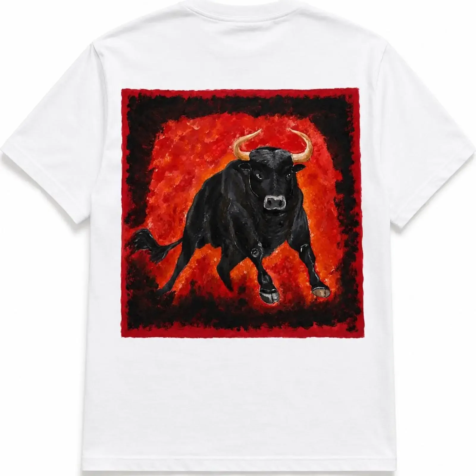 Hand Painted Toro T Shirt Spanish Bull Wearable Art 100 Cotton vintage Washed graphic streetwear Comfortable designer clothes