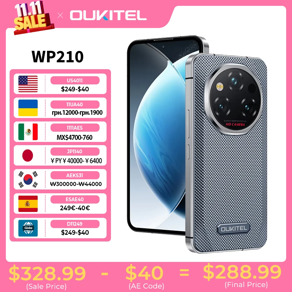 【World Premiere】OUKITEL WP210 Rugged Phone - MTK 8200, NFC, 36GB+512GB, 8800mAh 45W, 6.7'', 108MP Android15 5G WIFI6 Smartphone