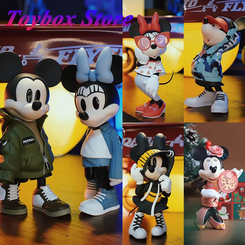 

Morstorm Art Toys Original 15cm Green Coat Mickey Mouse Denim Jacket Minnie Bow Design Cartoon Beauty Cute Dolls Kids Gifts