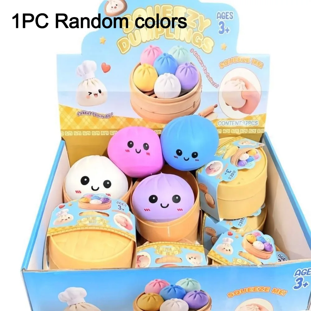 

Glitter Dumplings Squeeze Toy with Steamer Slow Resilience Squeeze Toy Fidget Soft Steamed Stuffed Bun Squeeze Pinch Le