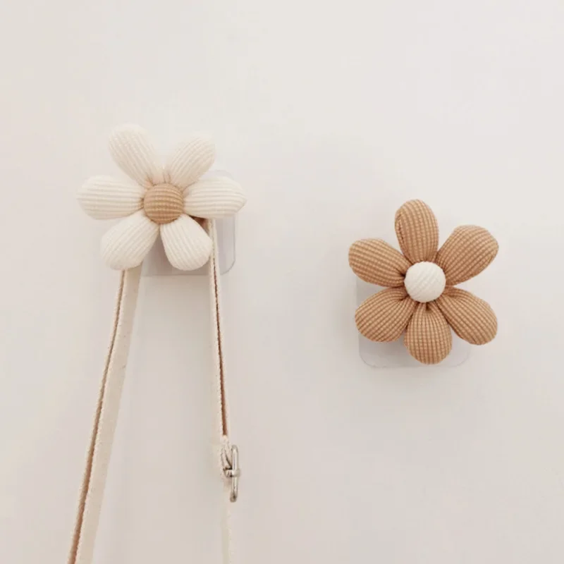 Flower Wall Hook Wooden Sticky Hooks Towel Coats Storage Holder Nordic Kids Room Decoration Minimalist Wardrobe Door Decor