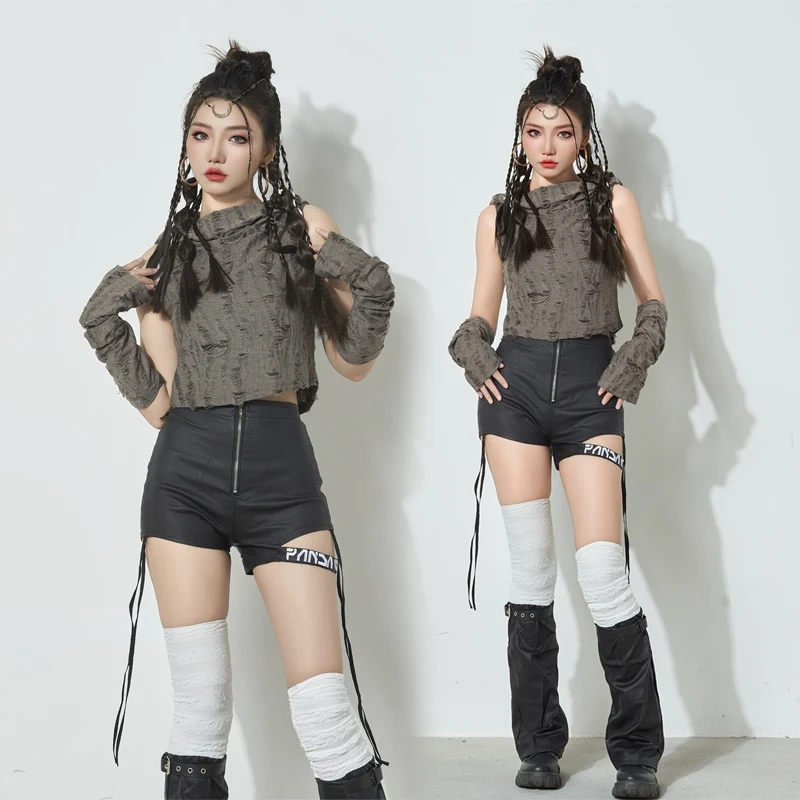 

2025 New Jazz Dance Costume For Women Kpop Outfits Team Dance Shorts Suit Gogo Dancers Hip Hop Performance Stage Clothes DN19716