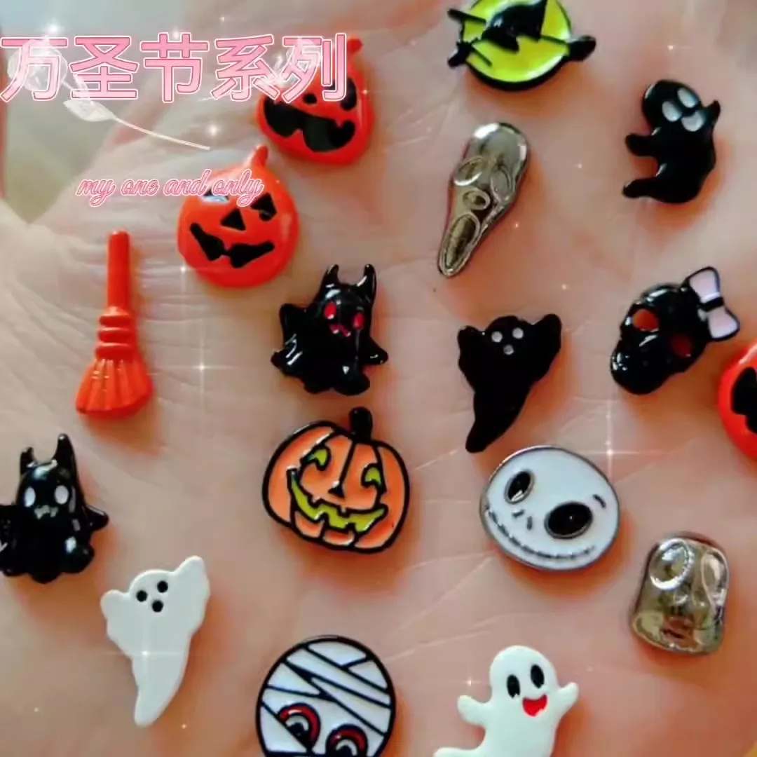 10pcs/lot New Halloween nail accessories Metal Ghost Skull Little Ghost Pumpkin Nail Decoration Diamond Accessories