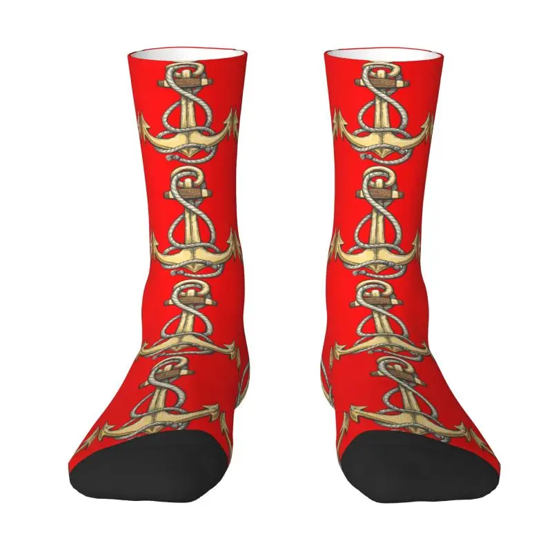 Custom Novelty Mens Nautical Anchor Dress Socks Unisex Breathbale Warm 3D Printed Sailor Adventure Crew Socks