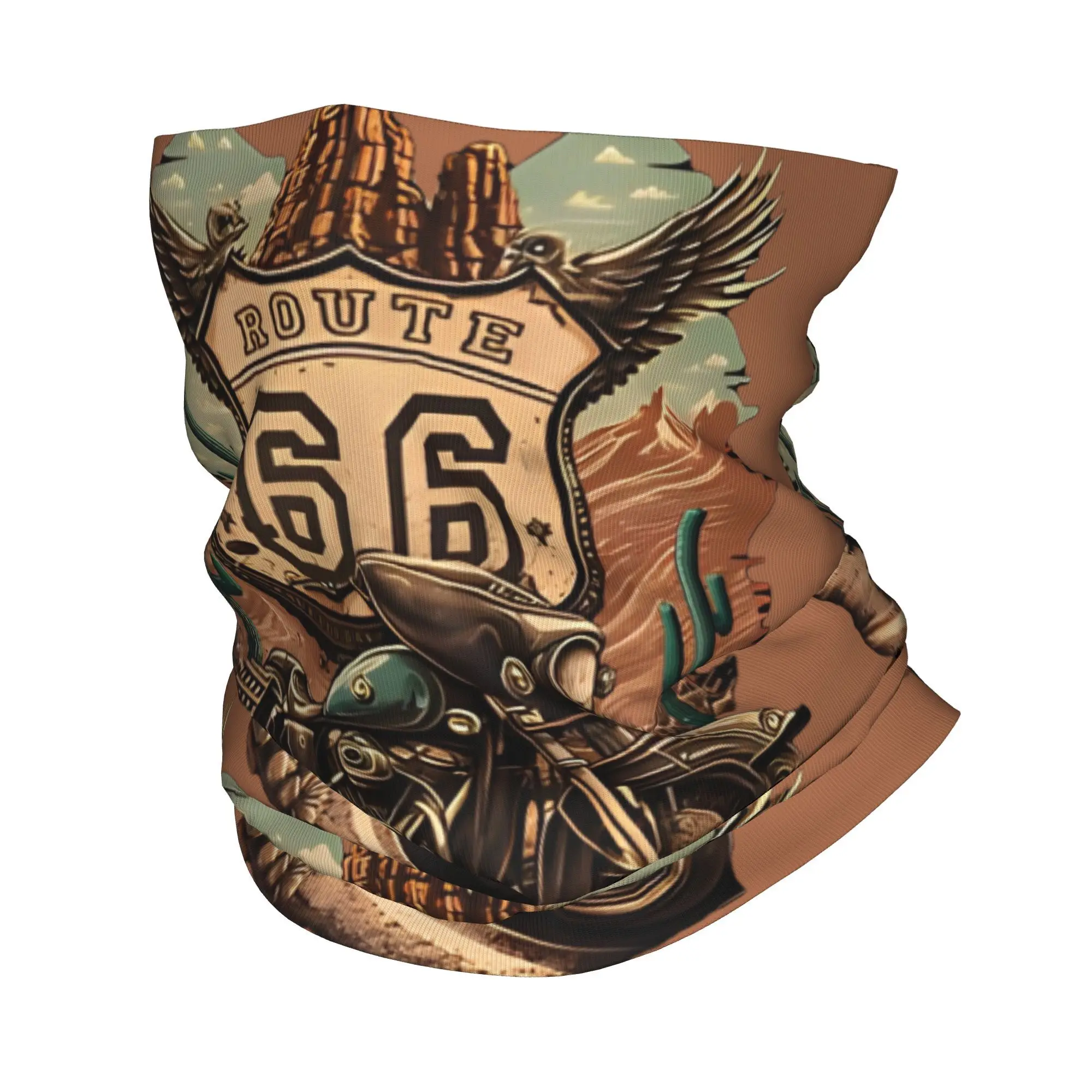 

Motorcycle Route 66 Bandana Neck Gaiter Printed Motorcycle Cruise America Wrap Scarf Multifunctional Headwear Running
