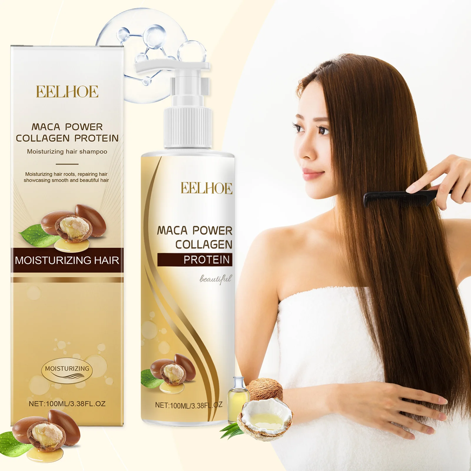 Collagen Shampoo and Conditioner for Hair Cleaning Scalp Nourish Hair Strengthening Shampoo Keratin Repair Mask Soft Hair Care