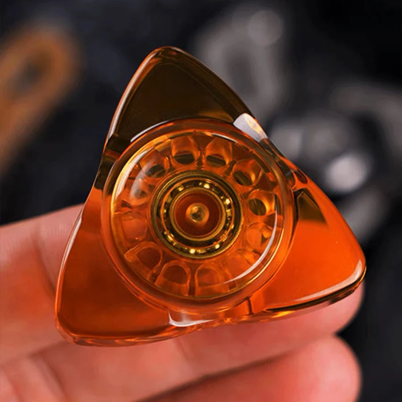 Transparent Amber PEI Fidget Spinner Adults EDC Hand Spinner Fidget Toys ADHD Autism Fingertip Gyro Stress Relief Spinning Tops