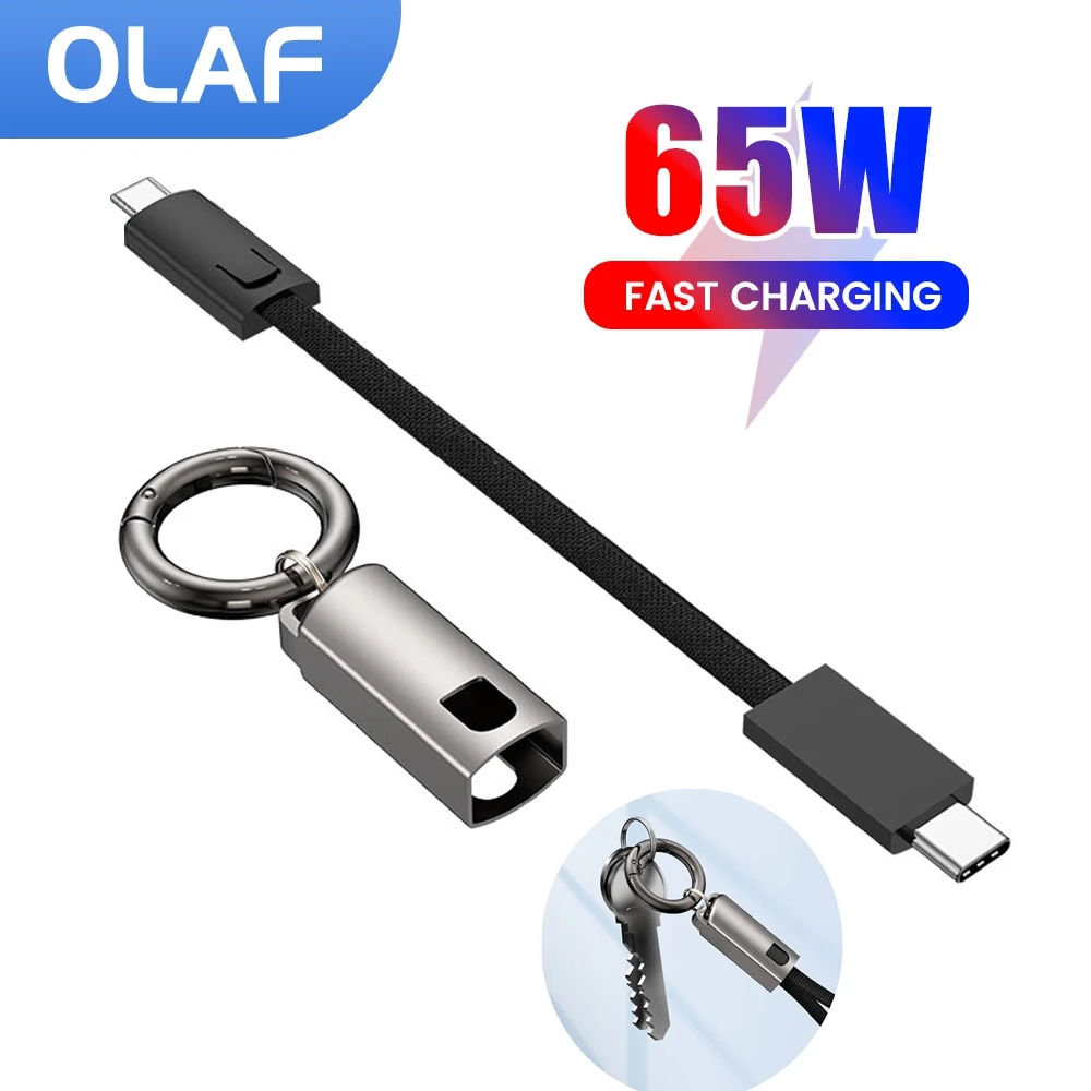 Keychain Type C TO Type C Cable PD 65W Fast Charing Data Cord For iPhone 15 Pro Max Plus Xiaomi Samsung 10CM Portable USB-C Cord