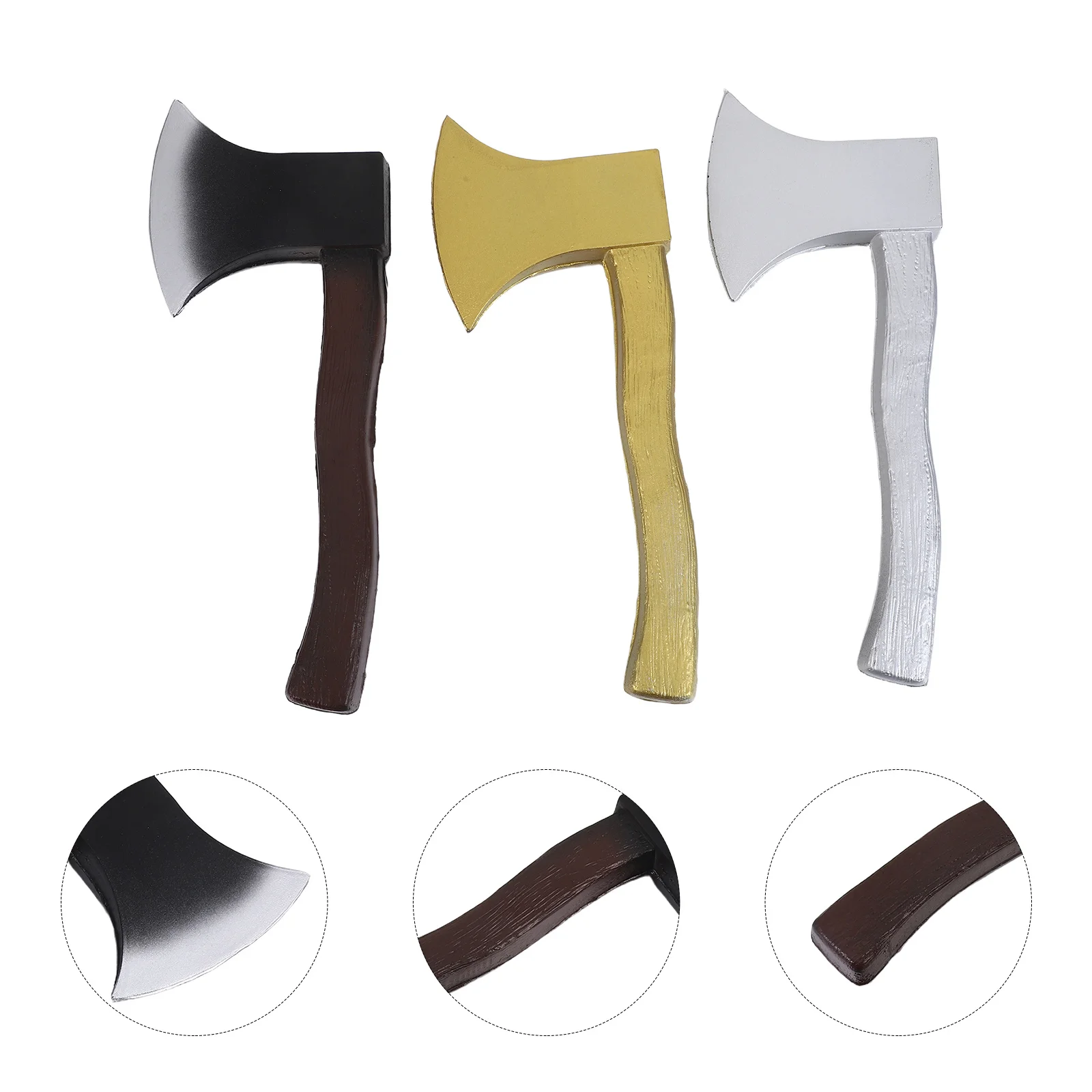 

3pcs Fake Axe Prop Pu Realistic Felling Axe For Halloween Costume Party Trick Props Cosplay Stage Decoration Lumberjack Viking