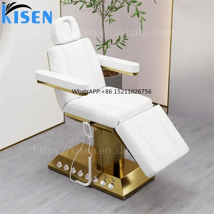 Luxury White Gold Esthetician Massage Table Beauty Salon Furniture Lash Bed Cosmetic Electric Spa Facial Massage Bed