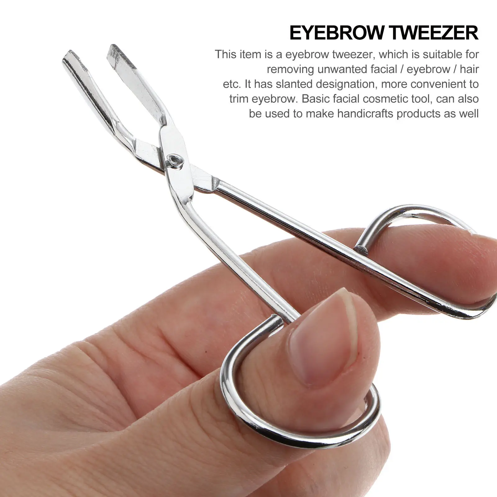 斜め先端ステンレス鋼眉毛ピンセット 85 ミリメートルシルバーフェイスヘアリムーバー精密グルーミングツール女性用角度付きピンセット