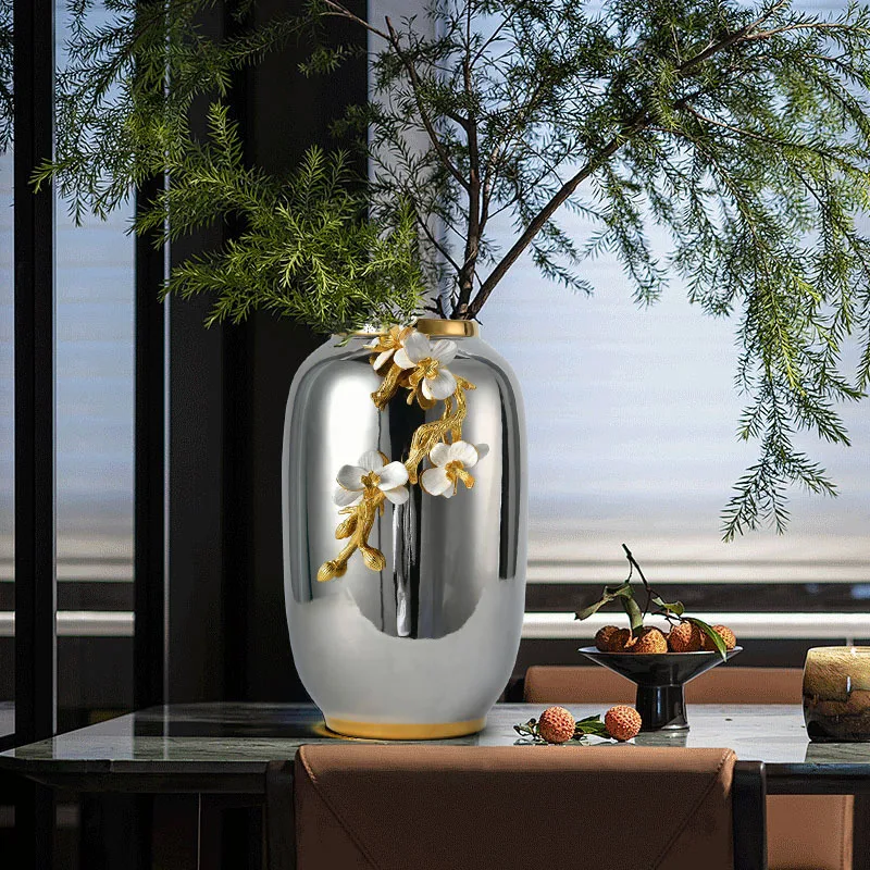 YFY Creative Electroplating Mirror Enamel Color Vase High-end Light Luxury Home Furnishing Ornament Hotel Model Room Flower