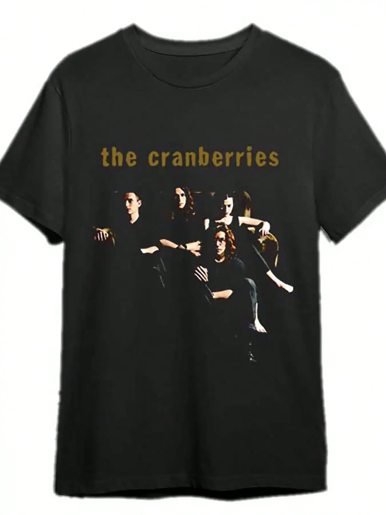 

Футболка с графическим рисунком The Cranberries Band, винтажная черная хлопковая футболка с коротким рукавом, повседневная посадка с лентой, портретный дизайн, которую можно стирать в машине