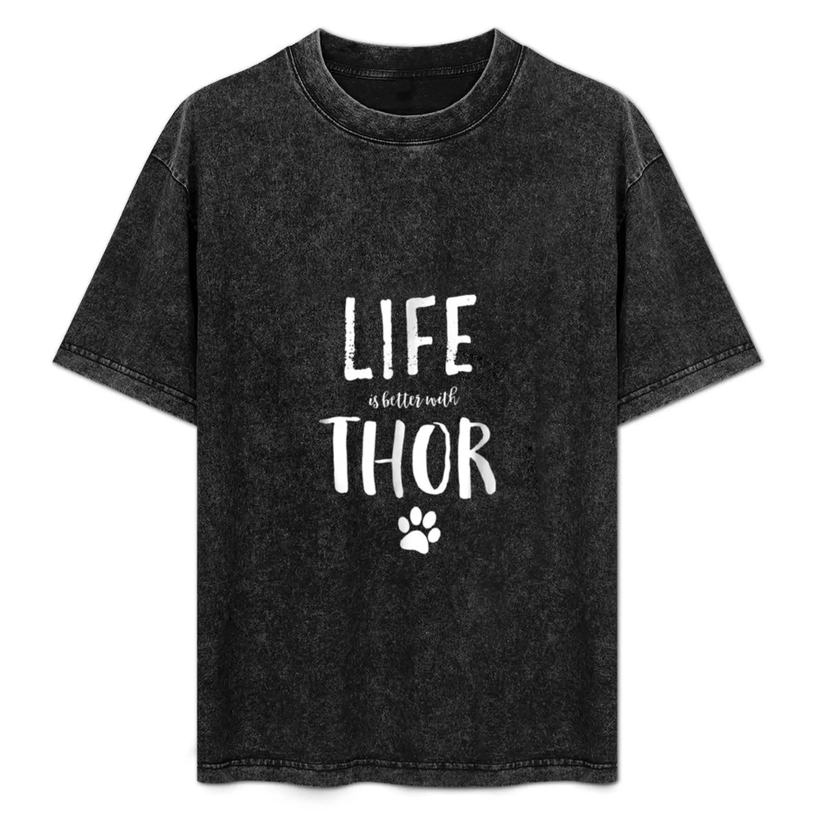 

Life ist better with Thor Dog Name T-Shirt Summer Print Short Sleeve Tee