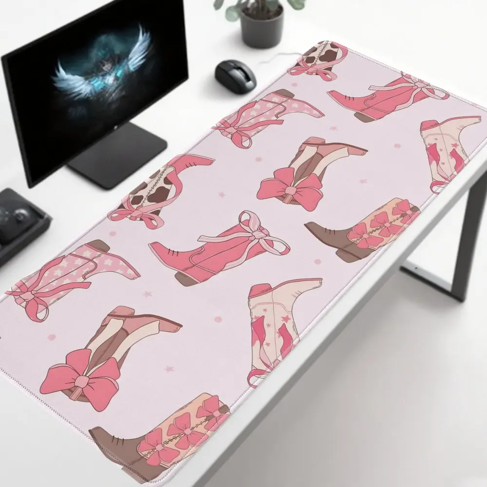 Kawaii Pink Cowboy Boots Mouse Pad Soft Desk Mat Non-Slip Rubber Gaming Mat for PC Laptop