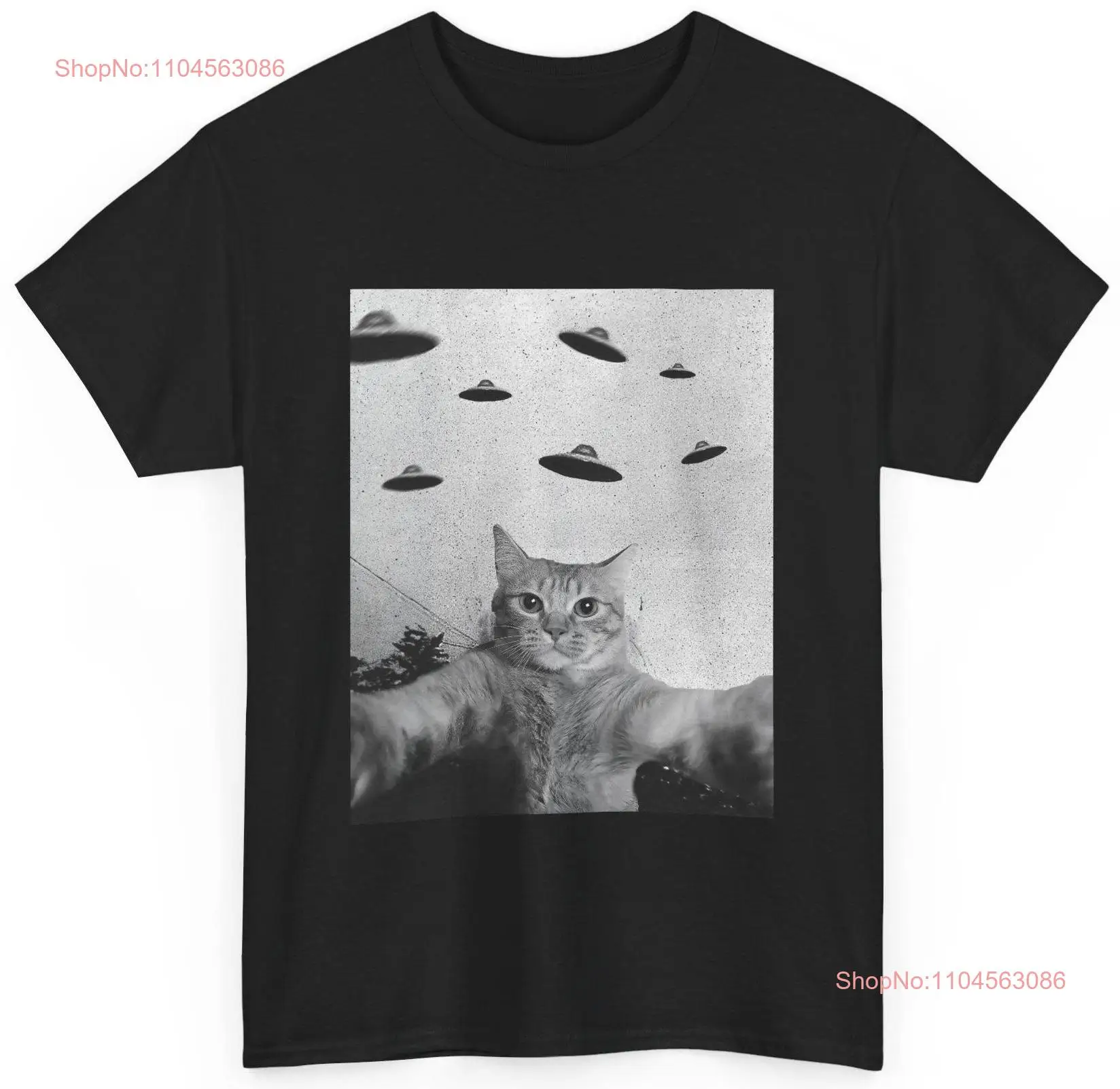 CaT T Shirt Selfie with Flying Saucers Cats Space Lovers Owner  long or short sleeves