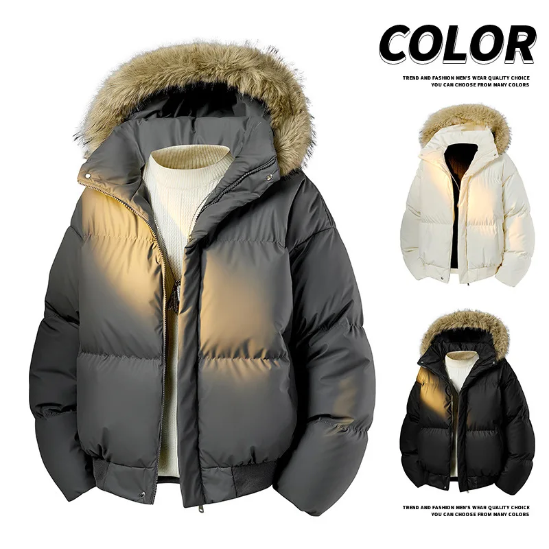 

Fur-collared Cotton-padded Clothes Are Fashionable and Trendy, Loose and Casual, Thickened with A Warm Jacket.