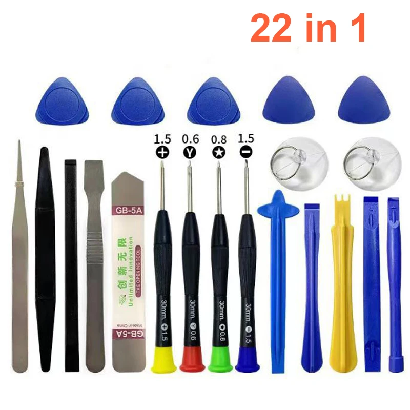 Professionelles 26-in-1 Handy-Reparatur-Werkzeugset Schraubendreher mit Bildschirmöffner Hebelwerkzeug Saugnapf für iPhone Samsung Xiaomi