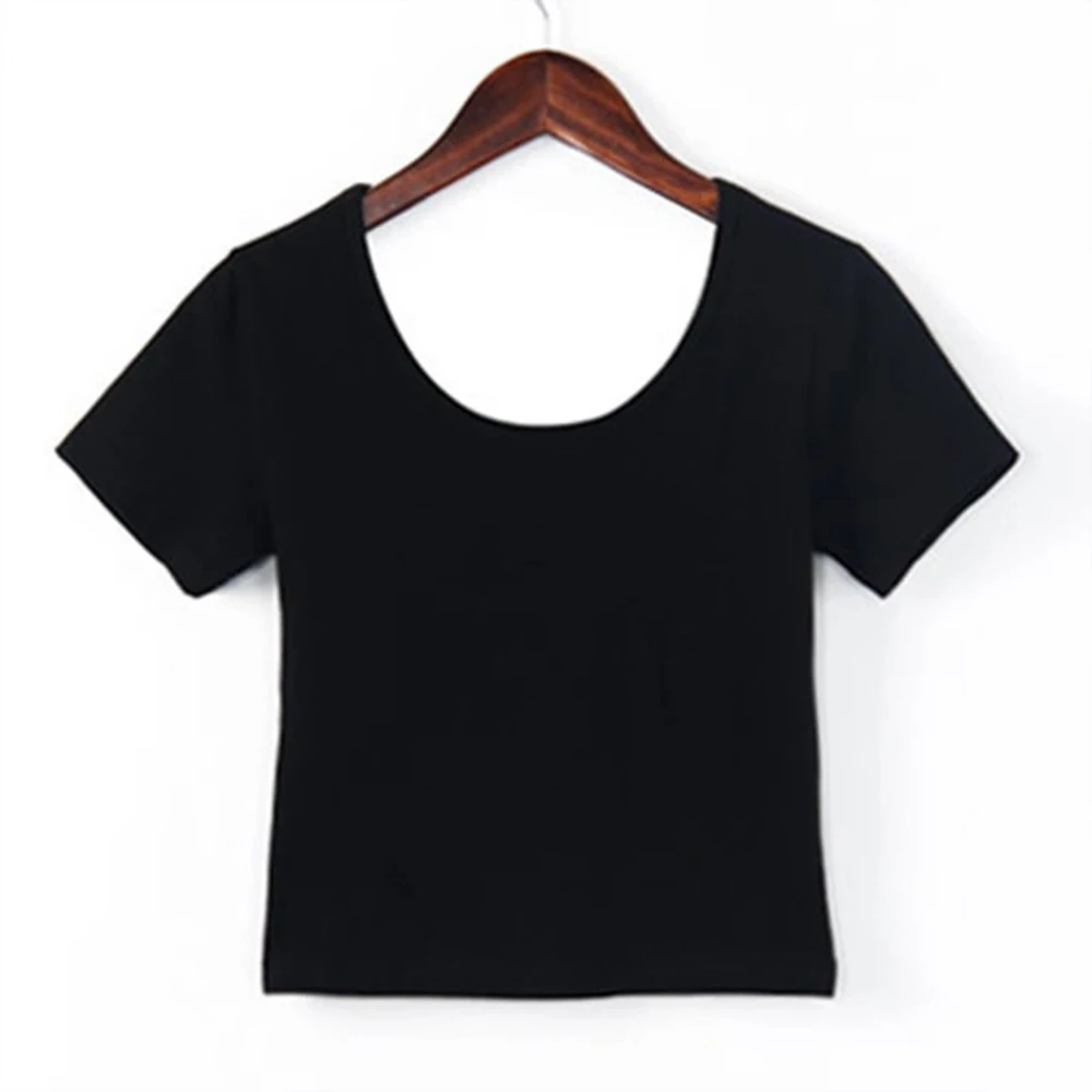 Ladies Tee Women T Shirt Backless Top Breathable Combed Cotton Comfortable Crop Tee One Size Round Neck Slim Fit