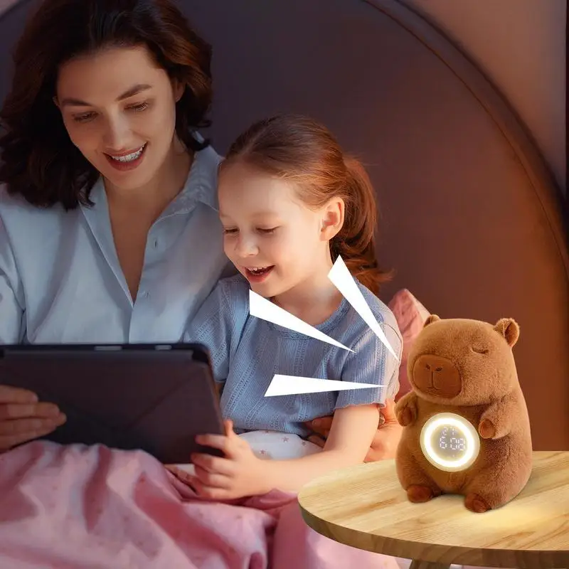 

Plush Toy Alarm Clock Capybara Nursery Light Small Alarm Clock Lamp Cute Night Light Table Digital Alarm Clock Table Lamp For