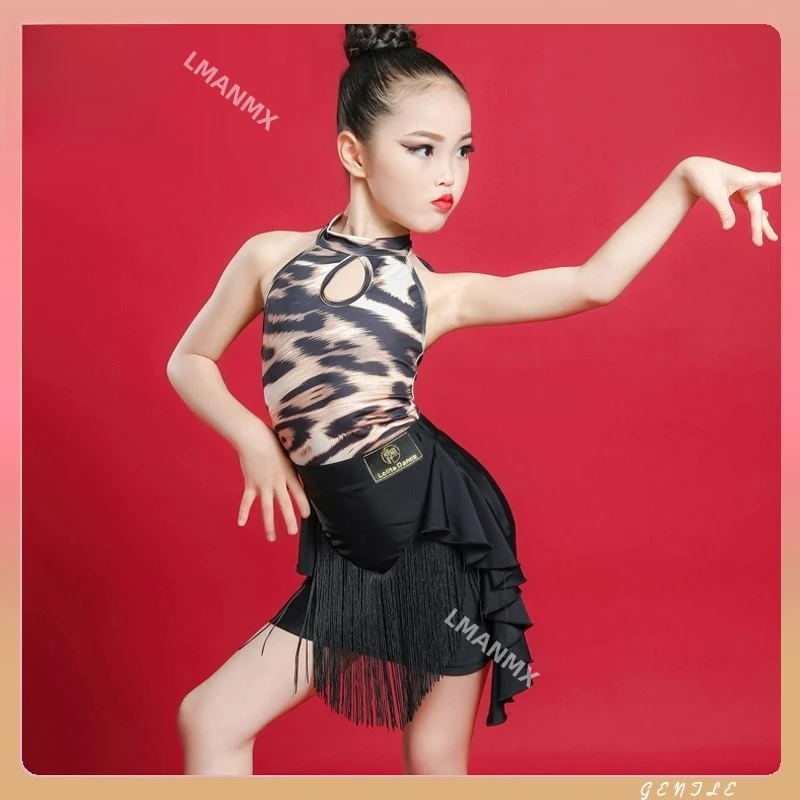 Vestido de dança latina de verão infantil vestido de prática novo vestido de desempenho infantil