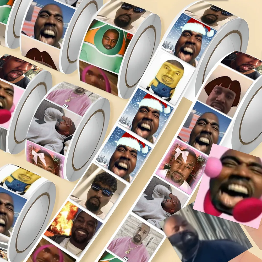 500Pcs/roll European and American Hip-hop Rap Singer Abstract Fun West Emojis Meme Scroll Stickers Decoration Fan DIY Decals