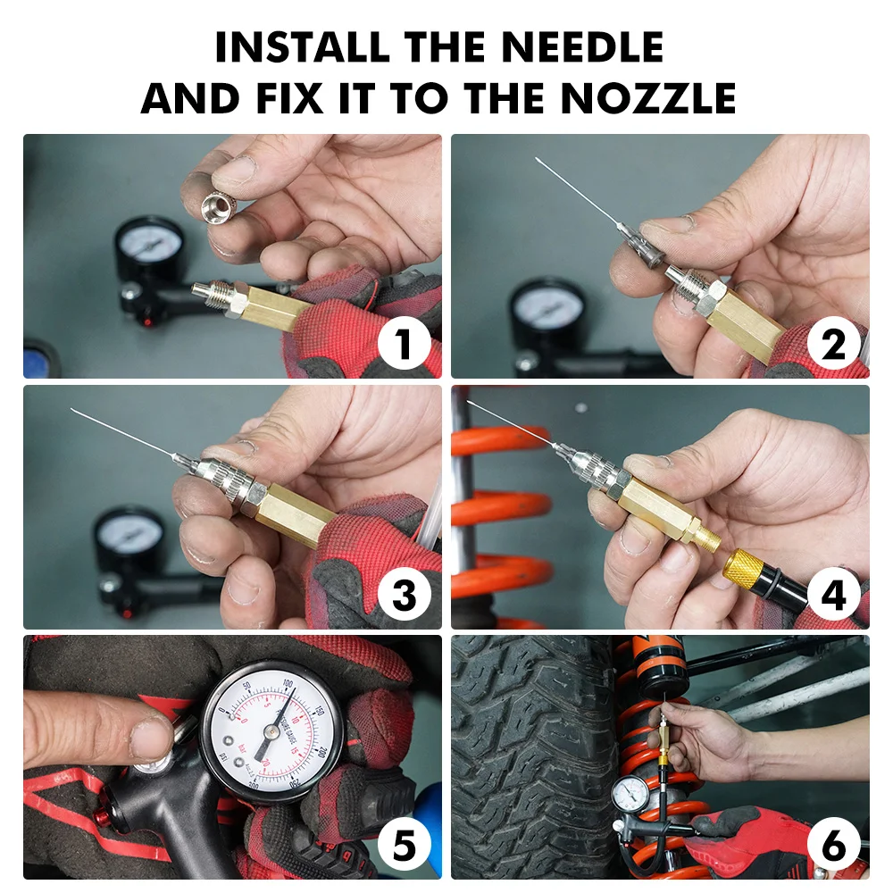 ​Universal UTV Shock Nitrogen Filling Needle Pump Pressure Gauge for Polaris RZR Yamaha Raptor YFZ Honda CanAm X3 Fox Ohlins