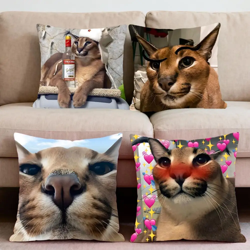 

Floppa Cat Meme Cushion Cover Premium Comfort Reversible Pillow Cove -Two in One Design for Any Room & Car Interior