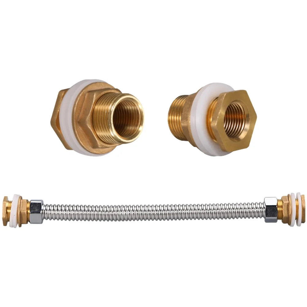 

Rain Butt Water Tank Connector with Brass Bulkhead and Stainless Steel Bendable Pipe for Outdoor Irrigation Use