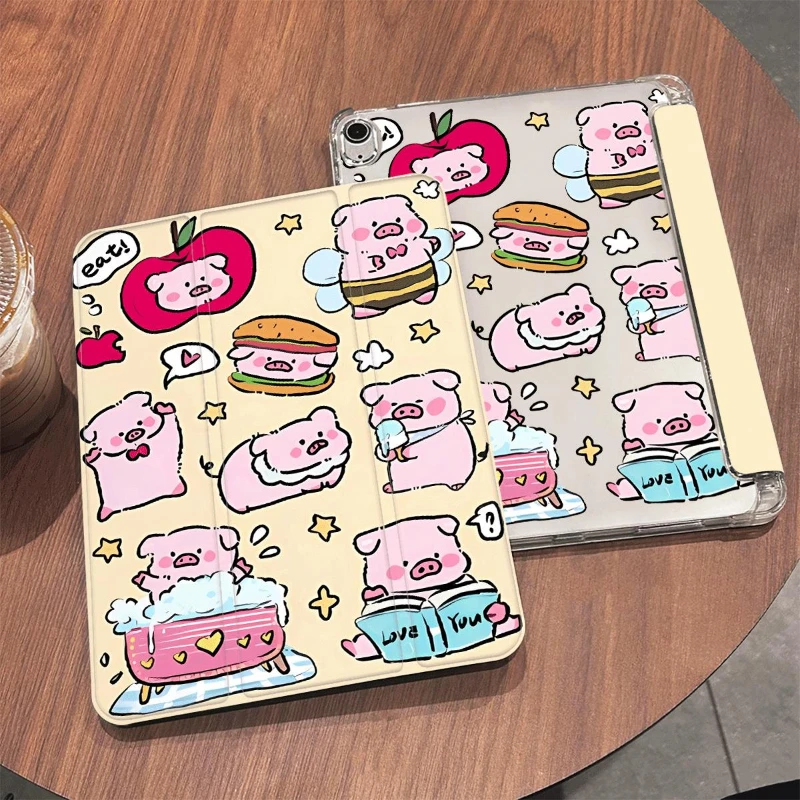 Pencil Slot Funda Case for IPad Air 6 Case IPad 10th Generation Case 2022 Air 4/5 10.9 Pro11 2020 IPad 10.2 7th 9th 8th Cute Pig