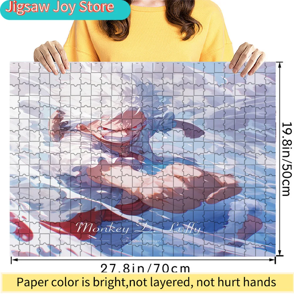 

Премиальный бумажный пазл с изображением Monkey D. Luffy из One Piece в форме Ники (Gear 5) с динамичным изображением, белыми волосами, красными глазами, F.