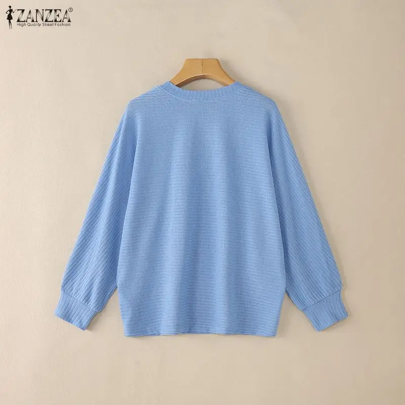 Modest Fashion Women's Ribbed Knit Long Sleeve T-Shirts Muslim Islamic Hijabs O-Neck Solid Color Tops ZANZEA Daily Casual Tees