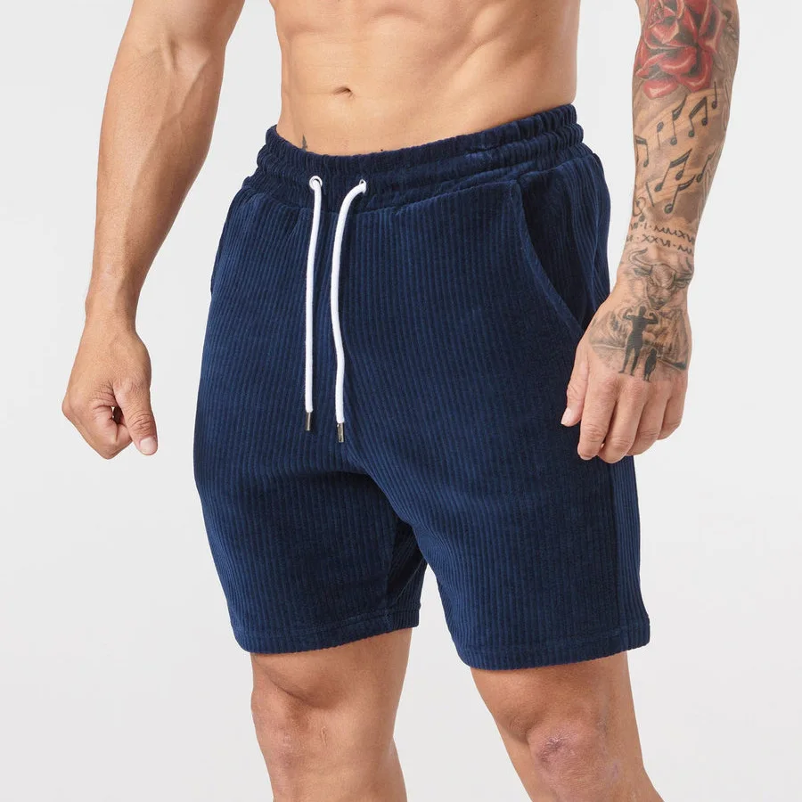 2024 New Men's Sports Shorts Gym Training Fitness Corduroy Casual Shorts Bermuda Fashion Loose Running Workout Short Pants Male